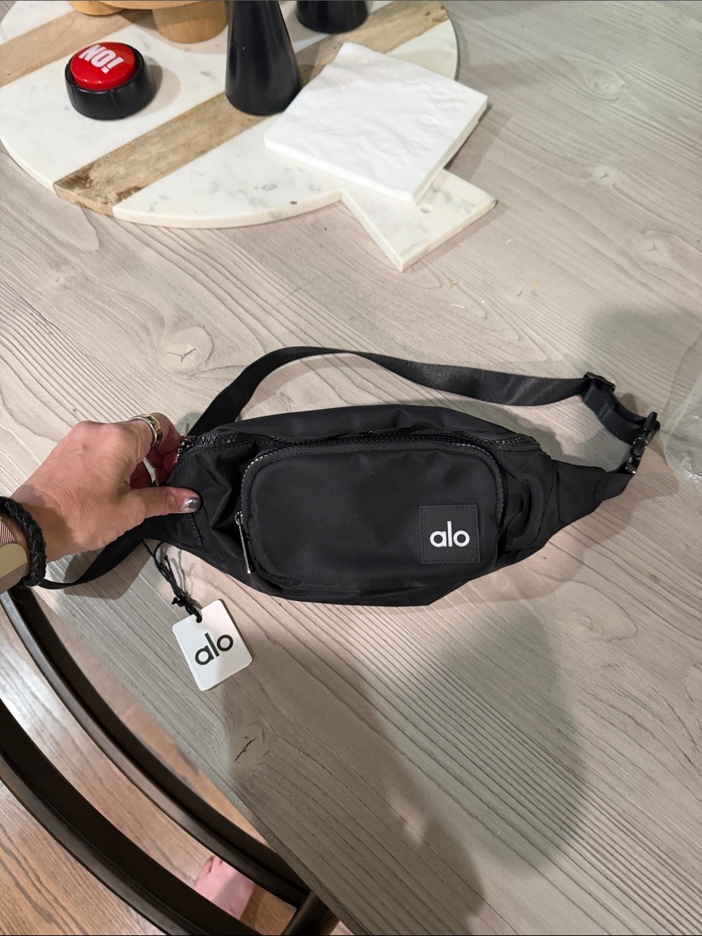 ALO Yoga Black Waist Pack with Front Zip Pocket Brand new with tags